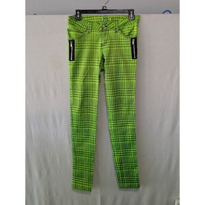 Tripp NYC Daang Goodman Neon Yellow Plaid Pants Junior's Size 1